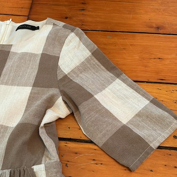 Roolee small cream and white buffalo check maxi dress. Minimalist, cotta… - Picture 7 of 8